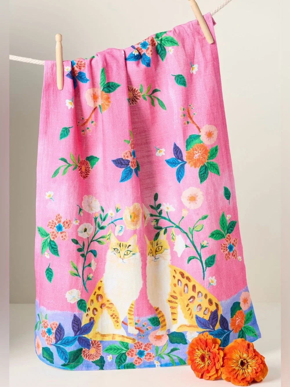 Pink Floral Cat-Print Women's Skirt